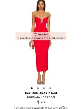 Runaway the Label Bec Midi Dress in Red women’s size XS